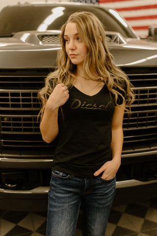 Short Sleeve Dieselr Women's V-Neck