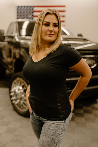Short Sleeve Dieselr Women's V-Neck